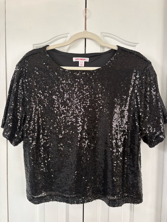 Joe Fresh Tops - Joe Fresh Black Sequin Short Sleeve Tee Top